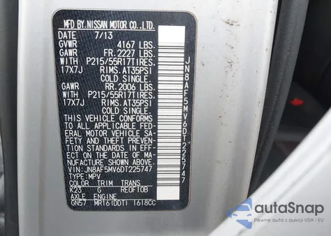 2013 Nissan Juke Sl from USA, damaged, VIN JN8AF5MV6DT225747